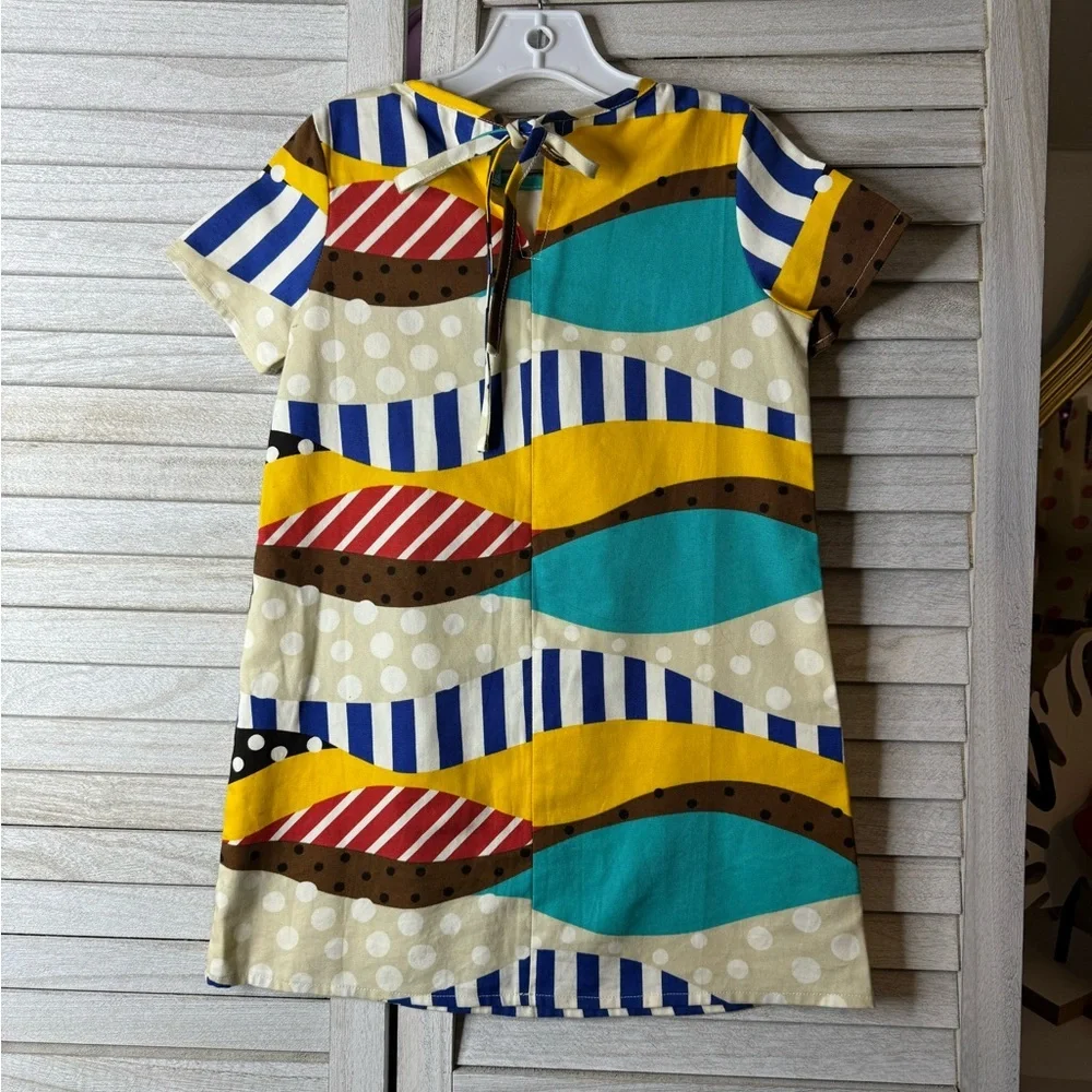 Glitter & Wit Girls Shift Dress Size 4 Colorblock Stripes Polka Dot Boutique